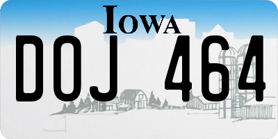 IA license plate DOJ464