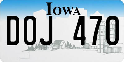 IA license plate DOJ470