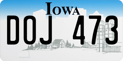 IA license plate DOJ473