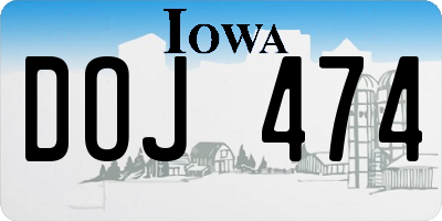 IA license plate DOJ474