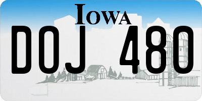 IA license plate DOJ480