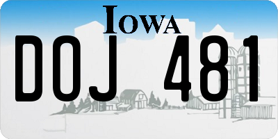IA license plate DOJ481