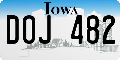IA license plate DOJ482