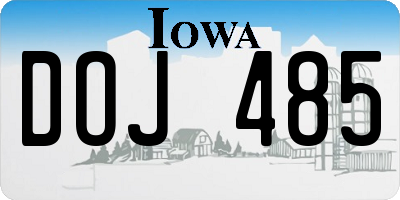 IA license plate DOJ485