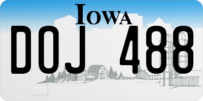 IA license plate DOJ488