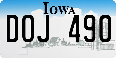 IA license plate DOJ490