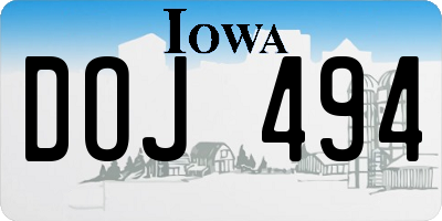 IA license plate DOJ494