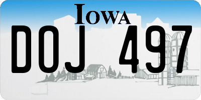 IA license plate DOJ497
