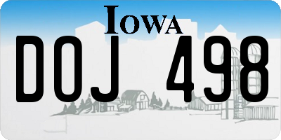 IA license plate DOJ498