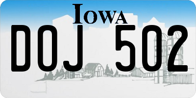IA license plate DOJ502
