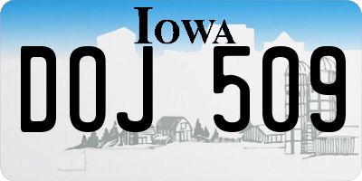 IA license plate DOJ509