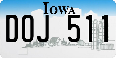 IA license plate DOJ511