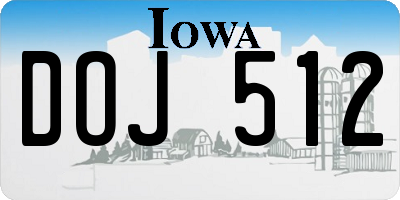 IA license plate DOJ512