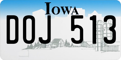 IA license plate DOJ513