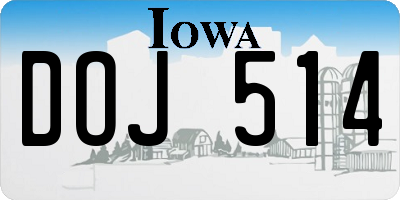 IA license plate DOJ514