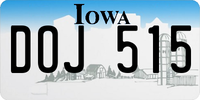 IA license plate DOJ515
