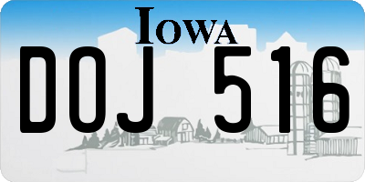 IA license plate DOJ516