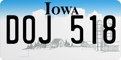 IA license plate DOJ518