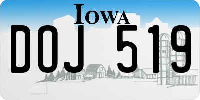 IA license plate DOJ519