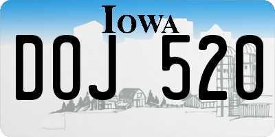 IA license plate DOJ520