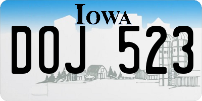 IA license plate DOJ523