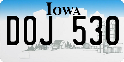 IA license plate DOJ530