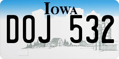 IA license plate DOJ532