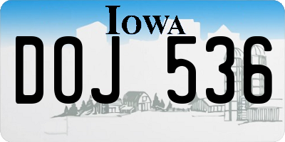 IA license plate DOJ536