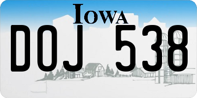 IA license plate DOJ538