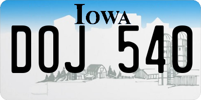 IA license plate DOJ540