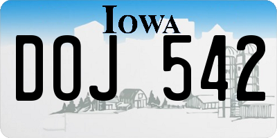 IA license plate DOJ542