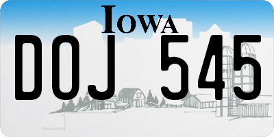 IA license plate DOJ545