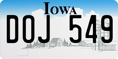 IA license plate DOJ549