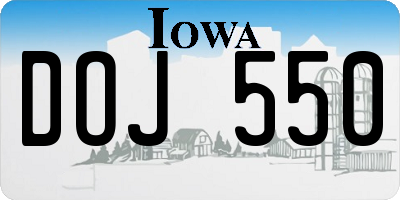 IA license plate DOJ550
