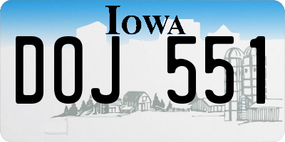 IA license plate DOJ551