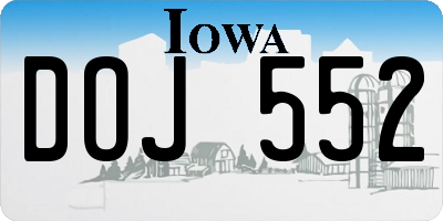 IA license plate DOJ552