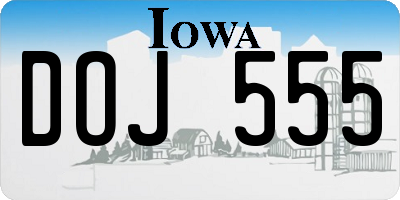 IA license plate DOJ555
