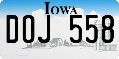 IA license plate DOJ558