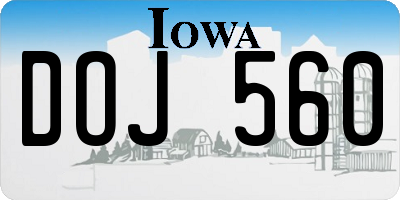 IA license plate DOJ560