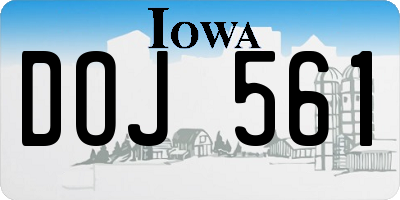 IA license plate DOJ561