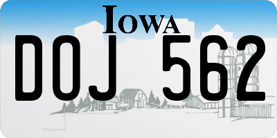IA license plate DOJ562