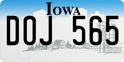 IA license plate DOJ565
