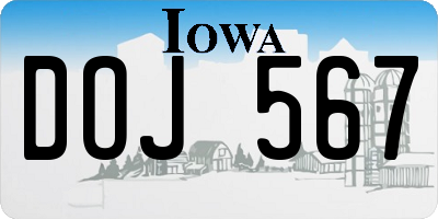 IA license plate DOJ567