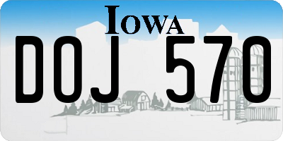 IA license plate DOJ570
