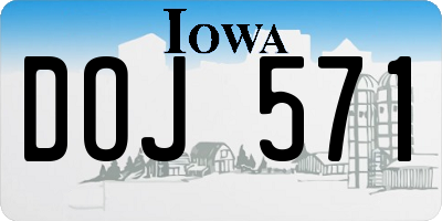 IA license plate DOJ571