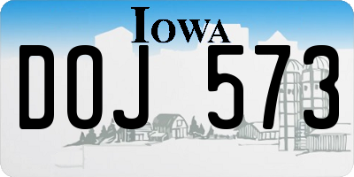 IA license plate DOJ573