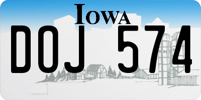 IA license plate DOJ574
