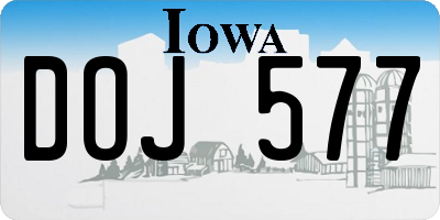 IA license plate DOJ577