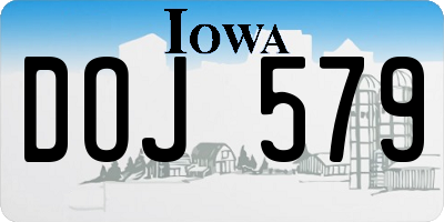 IA license plate DOJ579