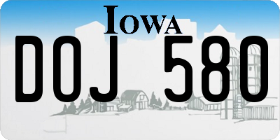 IA license plate DOJ580